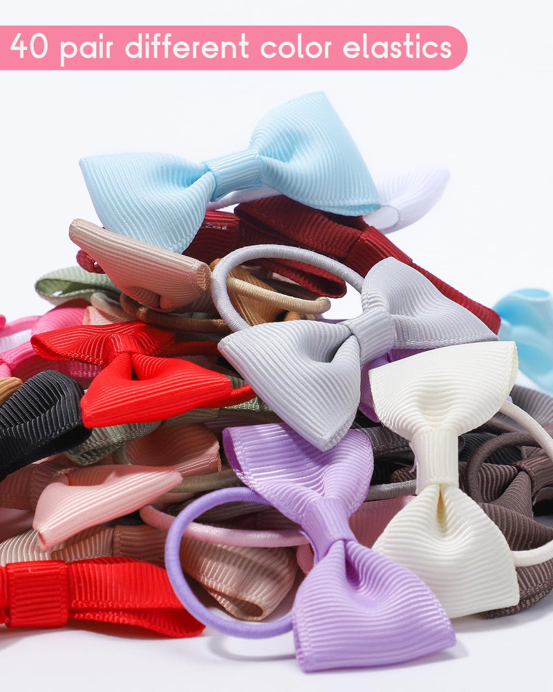 Jollybows 80 Pcs Hair Bow Tie For Girls - Baby Mini Hair Tie Bows Elastic Hair Accessories For Toddler Infant - Image 5