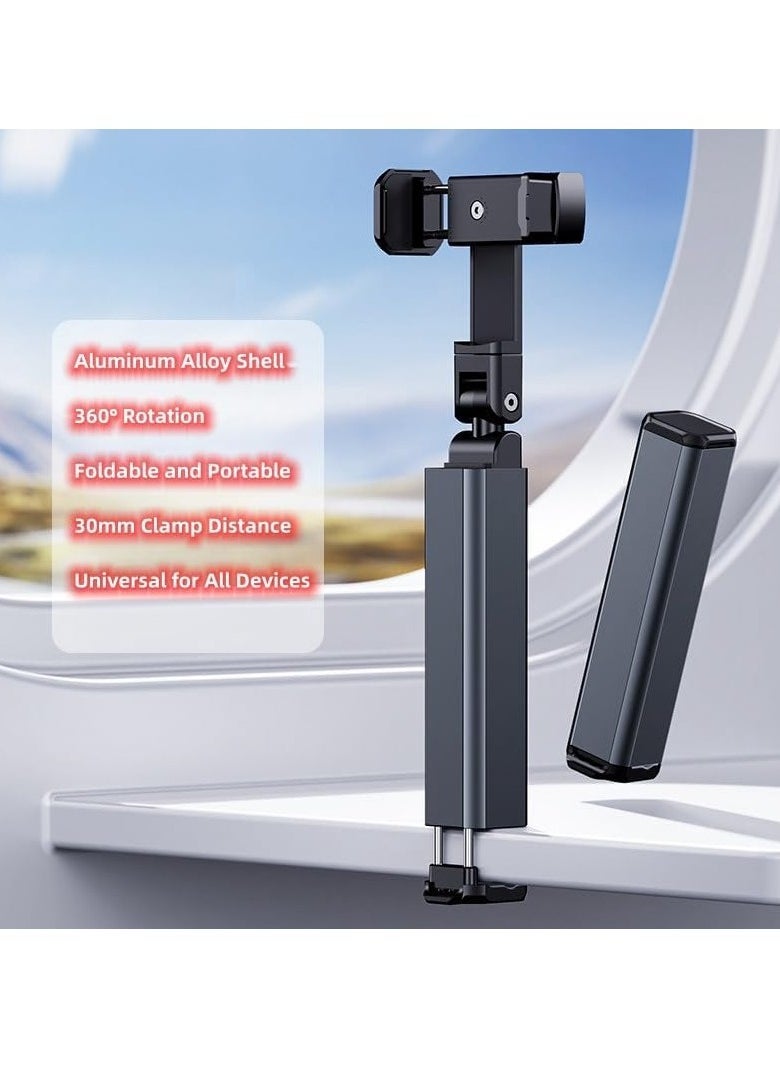 JAJEEK Universal Airplane Phone Holder – Portable Travel Stand, Foldable Magic Clamp for Desk & Movies | Compact & Adjustable Phone Mount for Airplane, Desk, and Entertainment | Grey Color - Image 2
