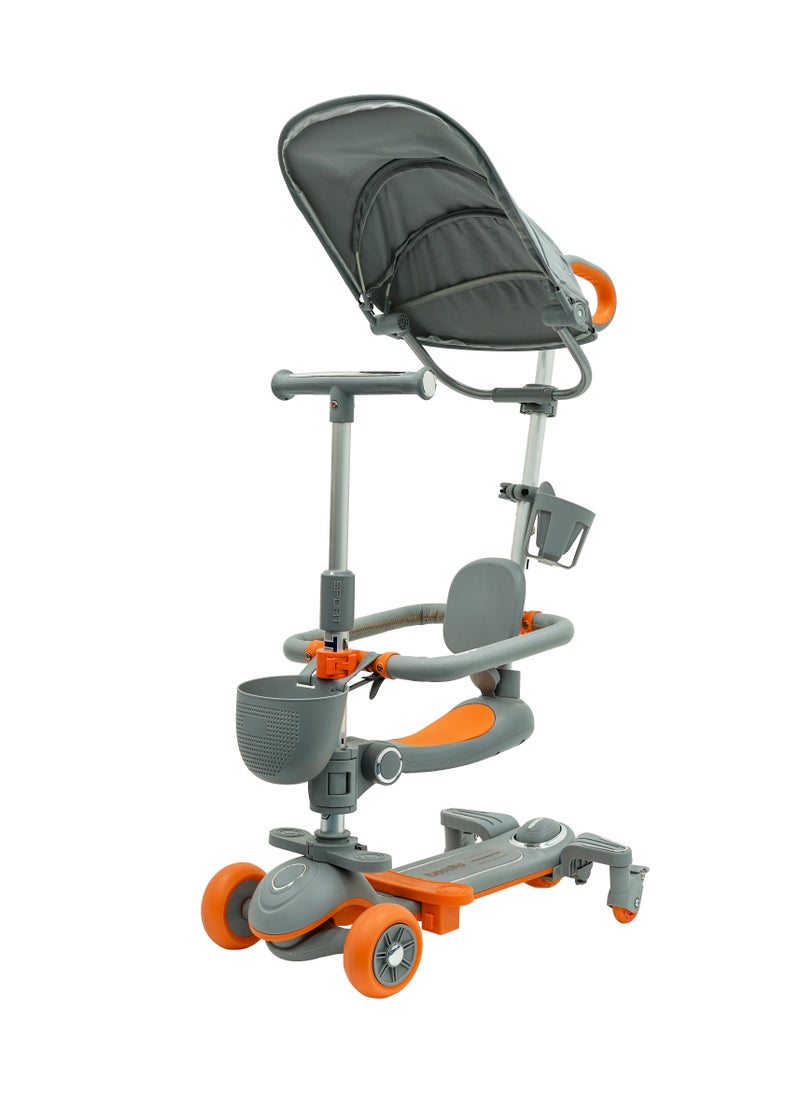 Top Gear 4-in-1 Toddler Scooter TG 8028 with PU Flashing Wheels, Kids Scooter Ages 1-12 Years Old - Grey  - Image 1