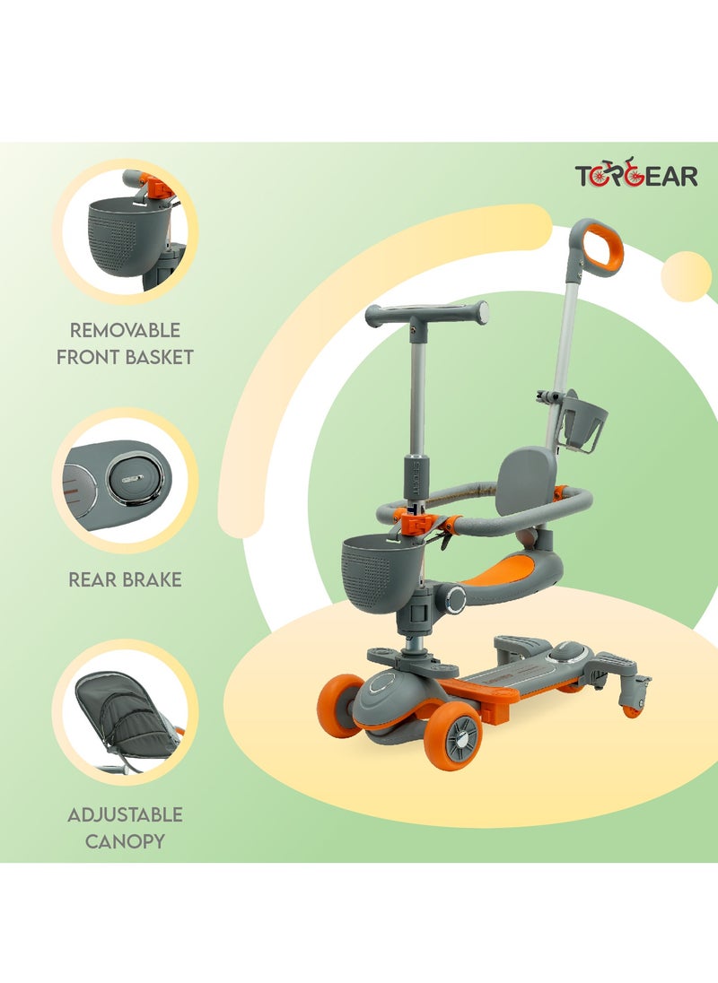 Top Gear 4-in-1 Toddler Scooter TG 8028 with PU Flashing Wheels, Kids Scooter Ages 1-12 Years Old - Grey  - Image 3