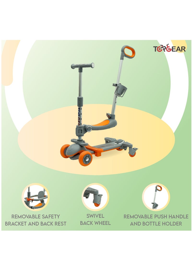 Top Gear 4-in-1 Toddler Scooter TG 8028 with PU Flashing Wheels, Kids Scooter Ages 1-12 Years Old - Grey  - Image 4