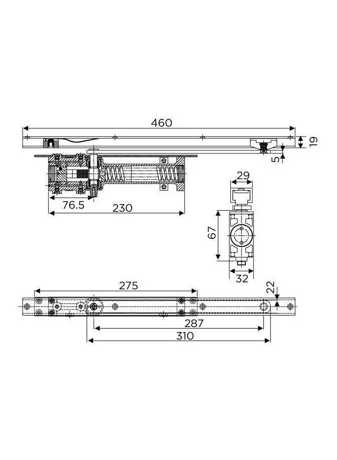 أوزون CDC-3800 STD باب فضي مخفي أقرب، باب مخفي بالأوزون، 60 كجم باب مخفي أقرب - Image 2