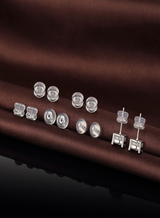 DELECOE Silicone Earring Backs for Studs and Hoops, Secure Locking for Heavy Earrings, Hypoallergenic Soft Clear (6Gold+6White Gold) - Image 2
