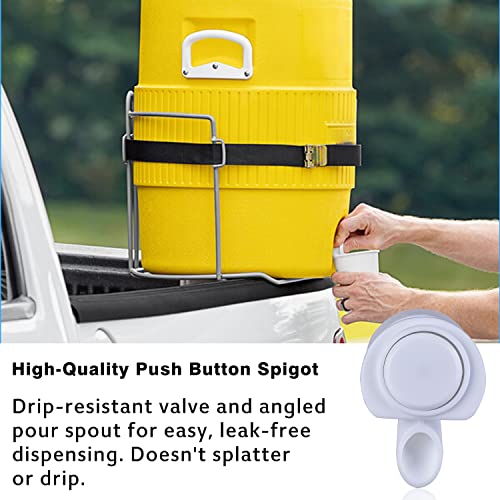 yianteng Upgrade Push-Button Cooler Spigot Replacement, Compatible with Igloo 2, 3, 5 and 10 Gallon Beverage Coolers, Durable Water Cooler Spigot for 2-10 Gallon Water Jugs Replacement Part (White-3PC) - Image 4