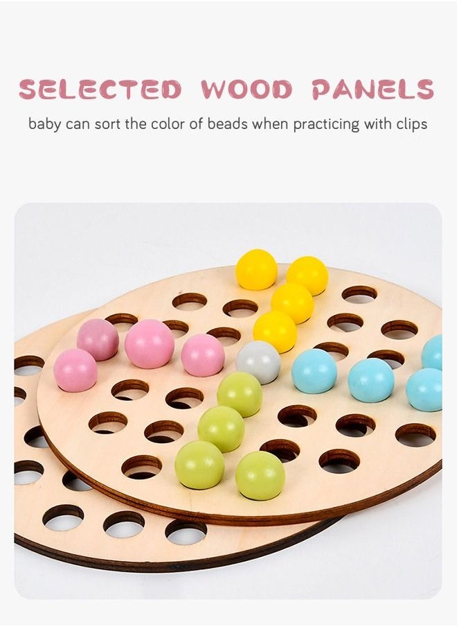 GROIC - Wooden Peg Board Clip Beads Game Puzzle Color Sorting Stacking Art Counting Educational Toys for Toddlers. - Image 1