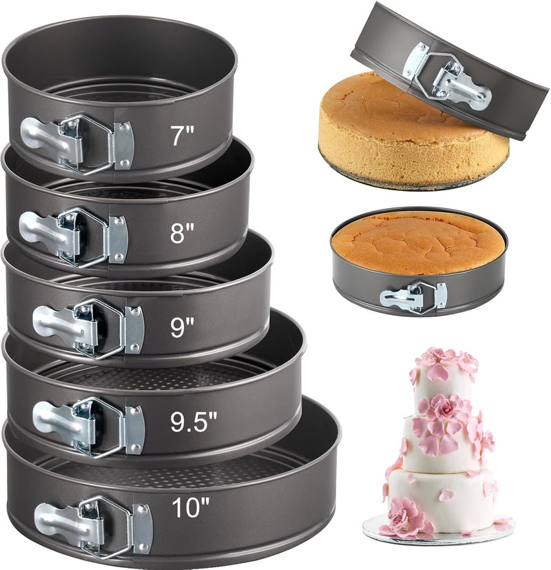 Tunyet Springform Pan, 5PCS Cheesecake Pans with Removable Bottom, Non-stick Spring Form Pan for Cheesecake (Dark Gray, 7"-10") - Image 1