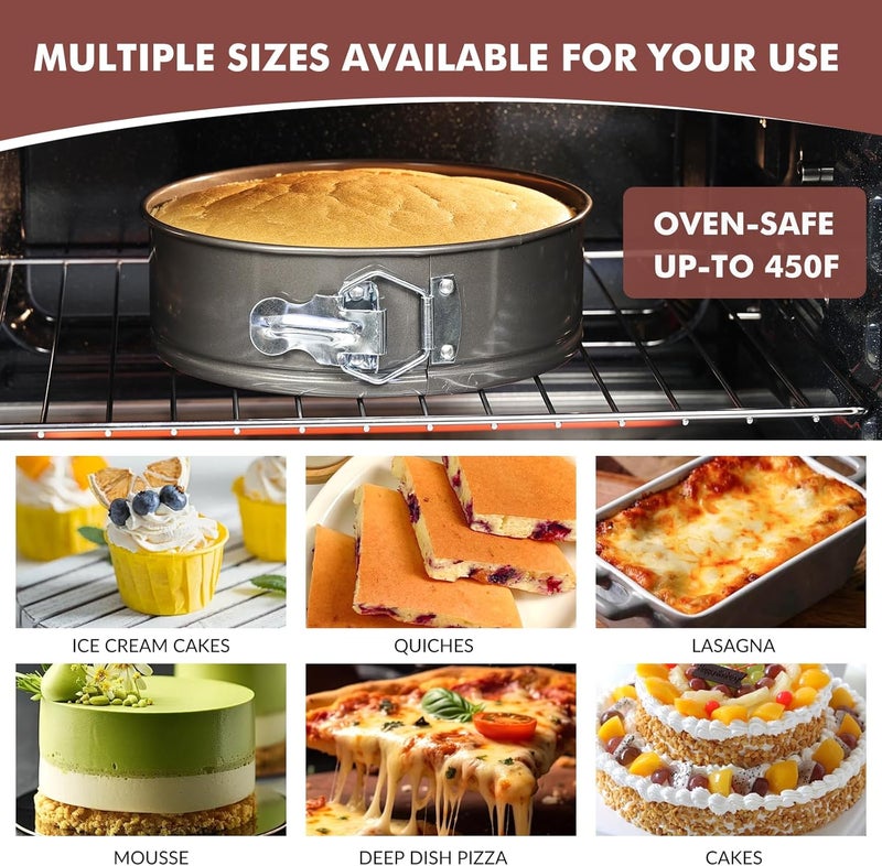 Tunyet Springform Pan, 5PCS Cheesecake Pans with Removable Bottom, Non-stick Spring Form Pan for Cheesecake (Dark Gray, 7"-10") - Image 3