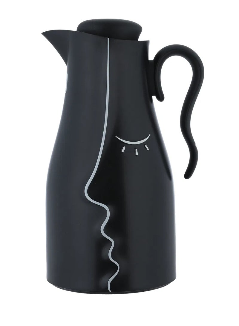 Alsaif Gallery Al Saif Gallery Hawaa Thermos Set, 0.7/1 Liter, 2 Pieces, Inner Glass Case, Outer Plastic Body - Black - Image 2