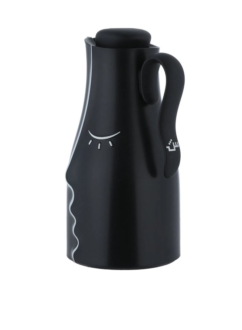 Alsaif Gallery Al Saif Gallery Hawaa Thermos Set, 0.7/1 Liter, 2 Pieces, Inner Glass Case, Outer Plastic Body - Black - Image 3