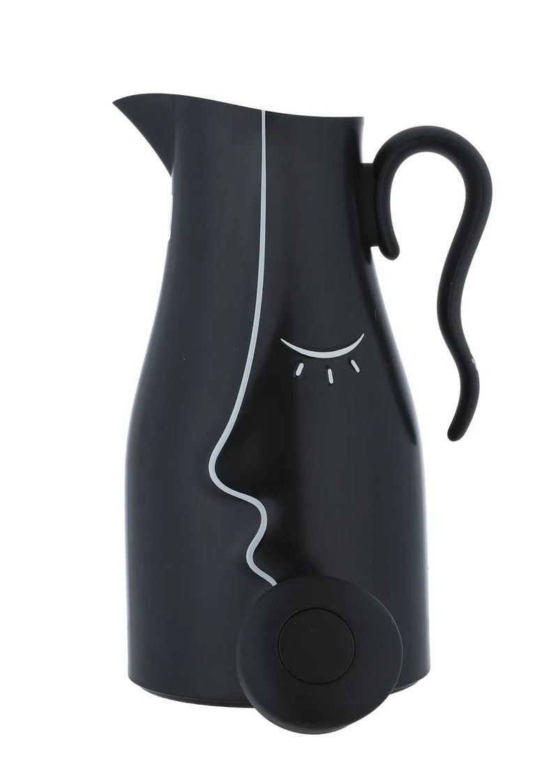 Alsaif Gallery Al Saif Gallery Hawaa Thermos Set, 0.7/1 Liter, 2 Pieces, Inner Glass Case, Outer Plastic Body - Black - Image 5