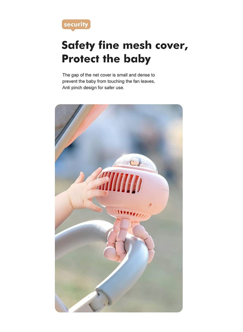 Mini Flexible Air Conditioner USB Chargeable Stroller Cooling Fan 130° Auto Rotation Quiet Wind Handheld for Outdoors  - Image 4