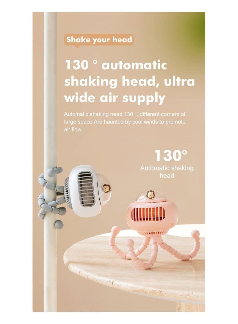 Mini Flexible Air Conditioner USB Chargeable Stroller Cooling Fan 130° Auto Rotation Quiet Wind Handheld for Outdoors  - Image 3