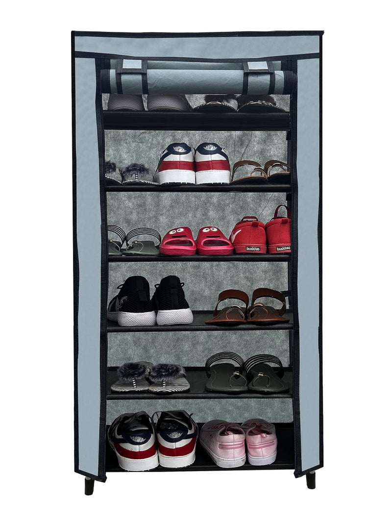 Urban Choice Multipurpose 6 Layer Metal Pipe With Non-Woven 100Gsm Fabric Cover Shoe/Cloth/Toy/Books Rack. (Grey) - Image 2