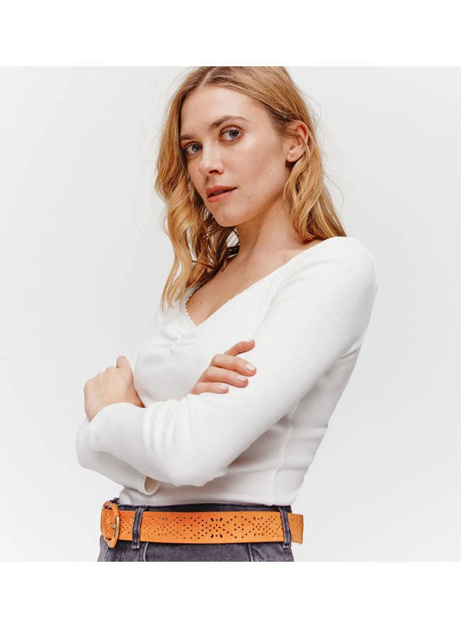 promod Ribbed Jersey Top - Image 4