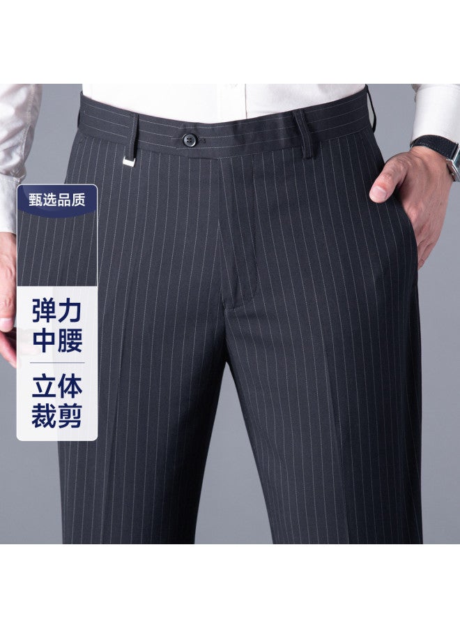 Fapai Easy-care Business Casual Striped Mid-waist Slim-fit Straight-leg Single-breasted Suit Pants, Casual Suit Pants, Men's Suit Pants - Image 2