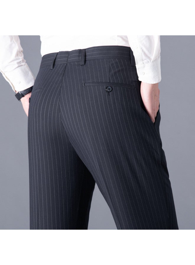 Fapai Easy-care Business Casual Striped Mid-waist Slim-fit Straight-leg Single-breasted Suit Pants, Casual Suit Pants, Men's Suit Pants - Image 4