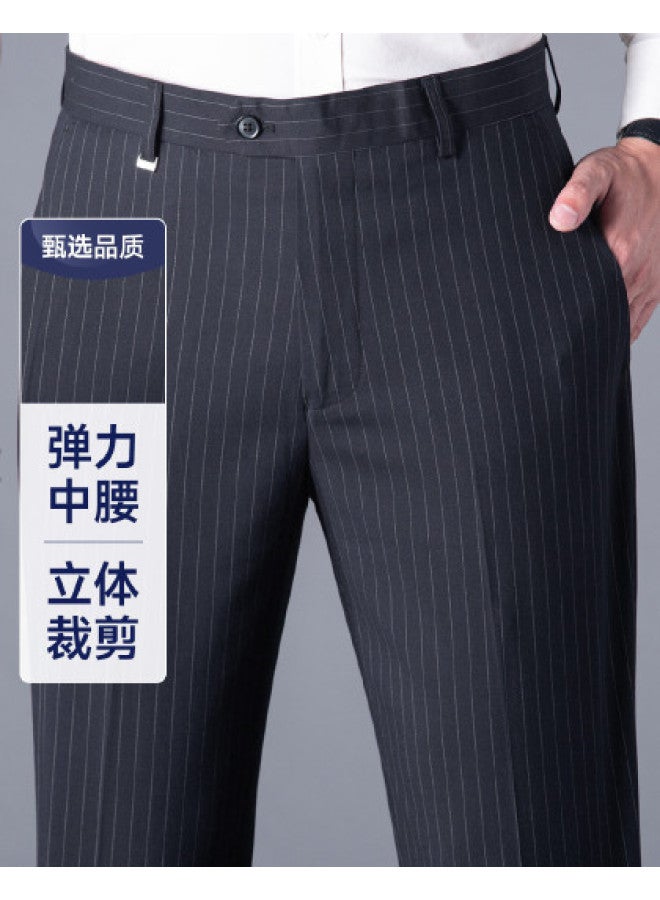 Fapai Easy-care Business Casual Striped Mid-waist Slim-fit Straight-leg Single-breasted Suit Pants, Casual Suit Pants, Men's Suit Pants - Image 1
