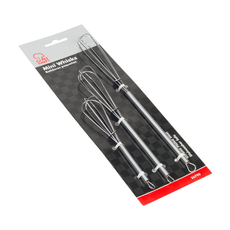 Chef Craft Classic Mini Sturdy Whisk, 5.5, 7, and 9 inch 3 piece set, Chrome - Image 2