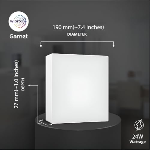 wipro Garnet 24W Rimless Square Led Surface Panel|Neutral White Light (4000K)|Elegant Rimless Design for Wider Spread of Light|Surface Mounted Led Down Light for Ceiling|Pack of 1, Polycarbonate - Image 3