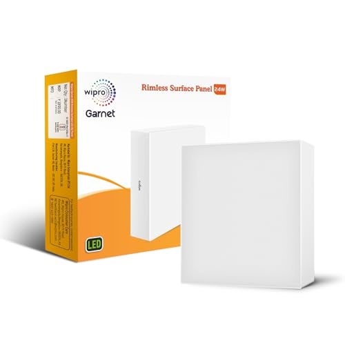 wipro Garnet 24W Rimless Square Led Surface Panel|Neutral White Light (4000K)|Elegant Rimless Design for Wider Spread of Light|Surface Mounted Led Down Light for Ceiling|Pack of 1, Polycarbonate - Image 1