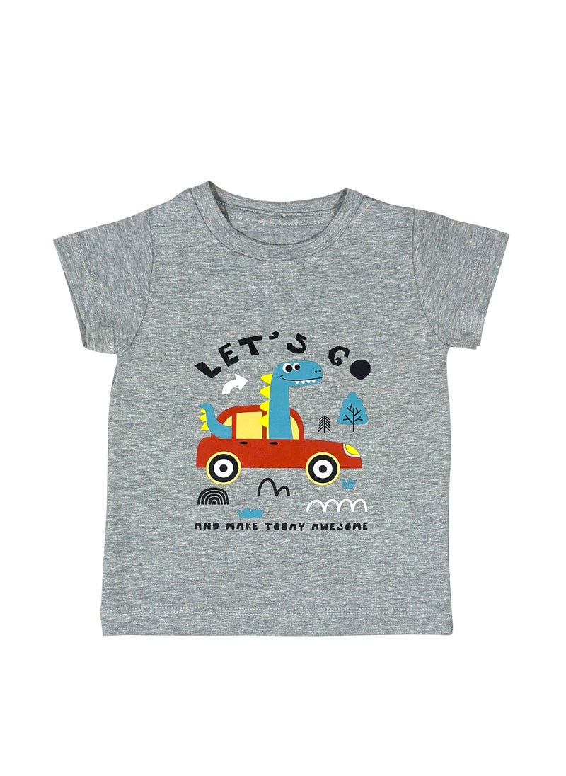 Baby Co. - Grey Dinosaur in Car Set(Grey t-shirt + Black Shorts) - Image 1