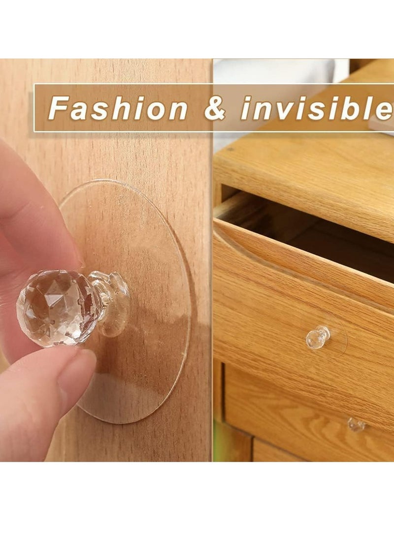 إسكدنيا مقابس أدراج الأرضيات، مقابس معشوقة بشكل كريستال للمطبخ، الدرج الخلفي، الأثاث، مقابس السحب والدفع الخاصة بغير الحفر (8 قطعة) - Image 2