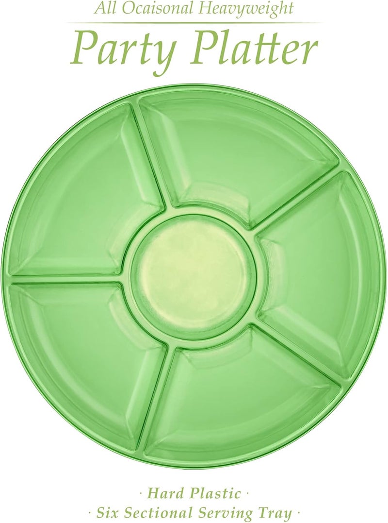 PLASTICPRO 6 Sectional Round Plastic Serving Tray/Platter (2, Green) - Image 5