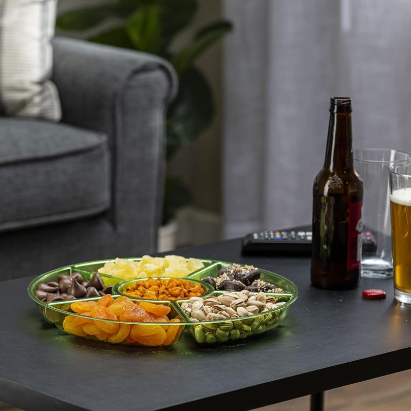 PLASTICPRO 6 Sectional Round Plastic Serving Tray/Platter (2, Green) - Image 4