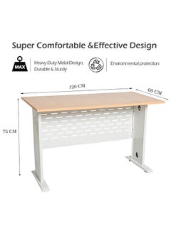 RIGID Steel Workstation Desk with Adjustable Height and Wooden Top Grey 75x120x60cm  - Image 3