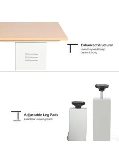 RIGID Steel Workstation Desk with Adjustable Height and Wooden Top Grey 75x120x60cm  - Image 2
