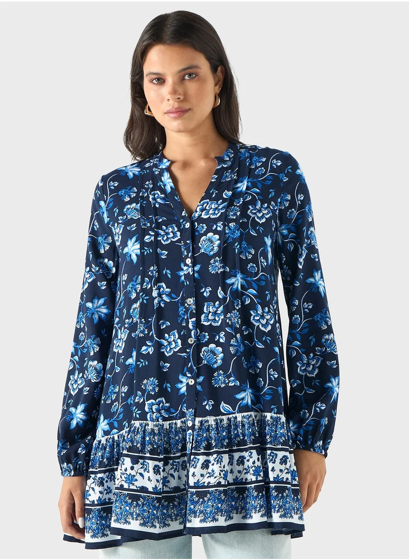 تواكستريمز Tiered Floral Print Tunic