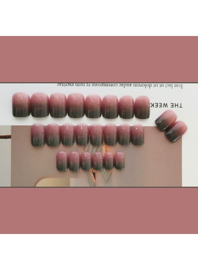 Goolsky Twilight Lake Pink-Green Gradient Press-on Nails for Elegant Daily Wear - Image 4