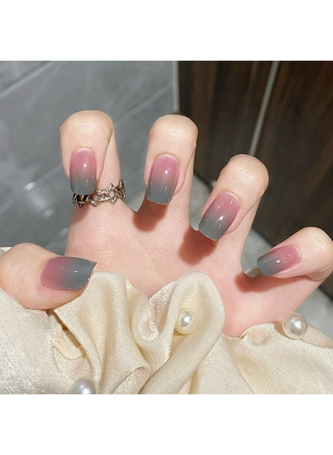 Goolsky Twilight Lake Pink-Green Gradient Press-on Nails for Elegant Daily Wear - Image 2