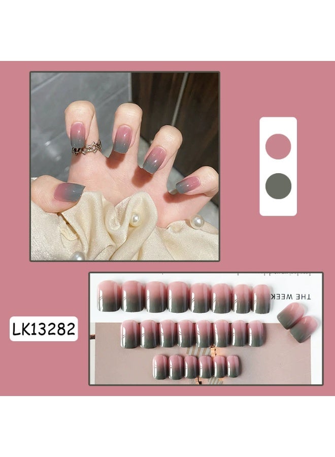 Goolsky Twilight Lake Pink-Green Gradient Press-on Nails for Elegant Daily Wear - Image 3