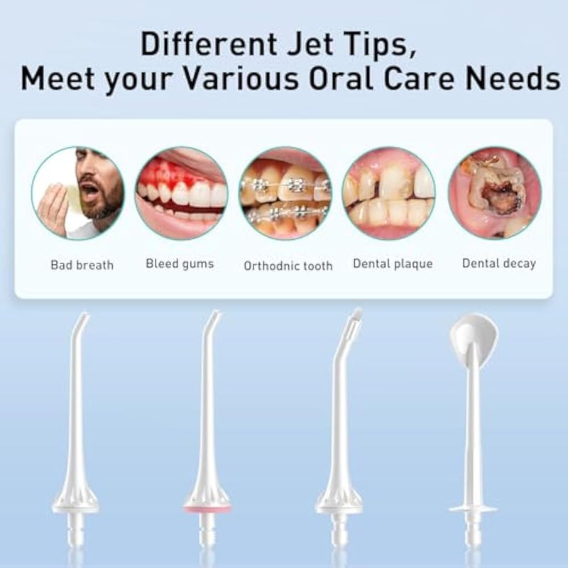 COSLUS Cordless Water Flosser for Teeth, Braces, Gums Care - 3 Modes and 8 DIY Customization, Rechargeable, IPX7 Waterproof, 300ML, BPA-Free, Portable for Home & Travel, White C30(FC5036) - Image 5