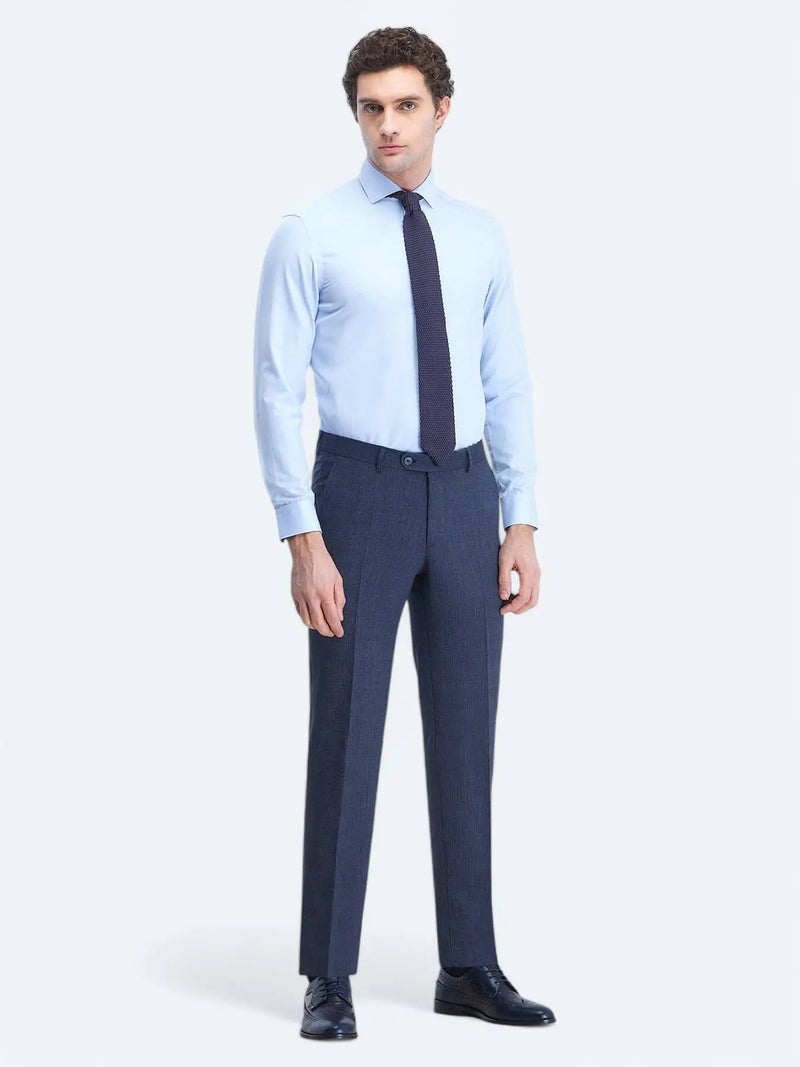 Kip Light Blue Plain Regular Fit Weaving Classical Cotton Blended Shirt - Image 4