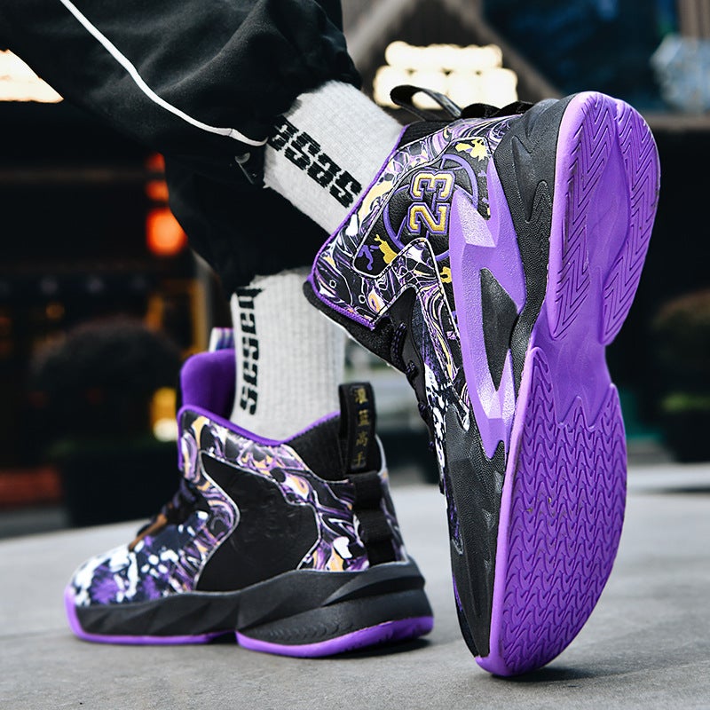High-Top Basketball Shoes Mesh Men'S Children Primary And Secondary School Students Rubber Sole Trendy Cement Floor Sneaker Generation Hair - Image 4
