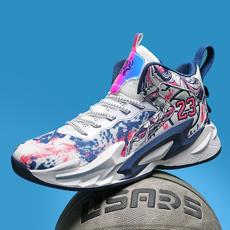 High-Top Basketball Shoes Mesh Men'S Children Primary And Secondary School Students Rubber Sole Trendy Cement Floor Sneaker Generation Hair - Image 2