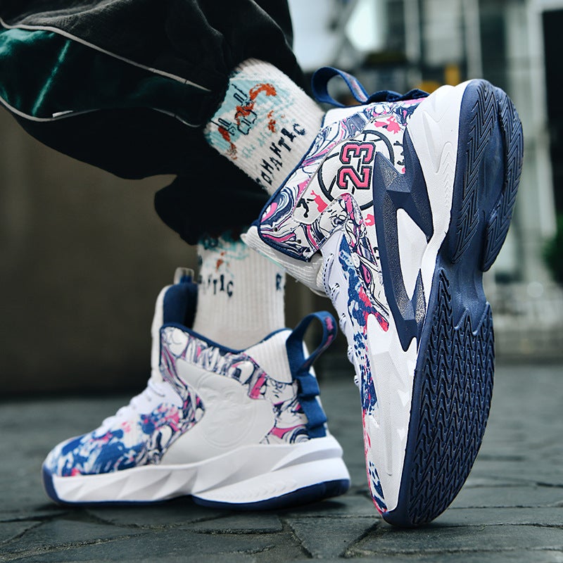 High-Top Basketball Shoes Mesh Men'S Children Primary And Secondary School Students Rubber Sole Trendy Cement Floor Sneaker Generation Hair - Image 5