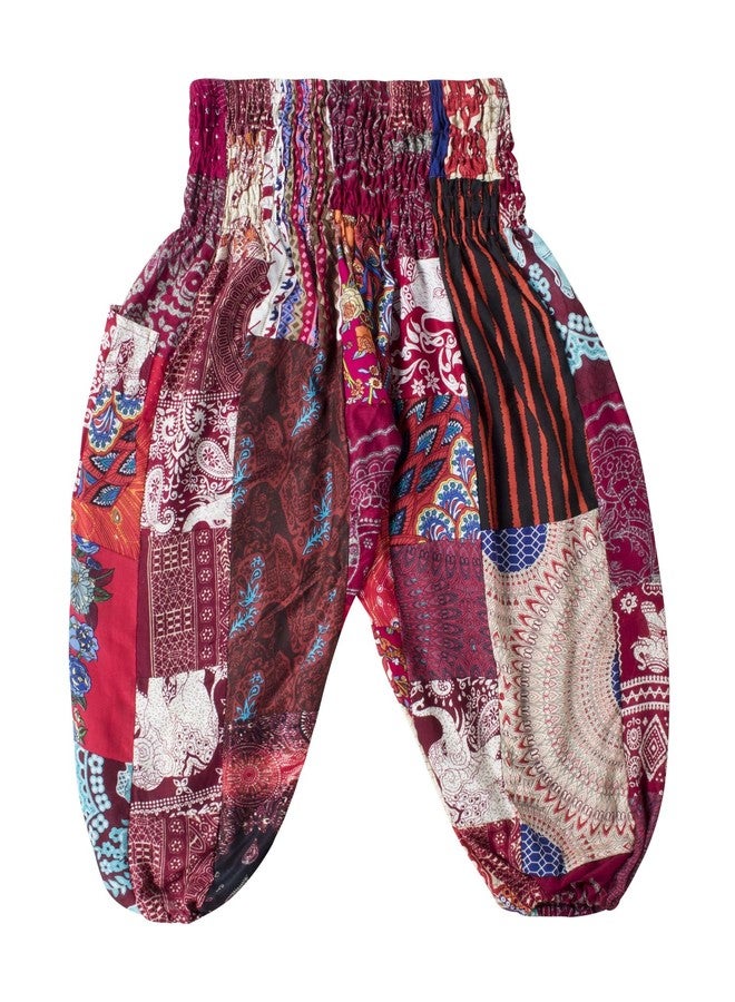 LOFBAZ Cute Harem Pants for Baby Girls Boys Kids Toddler Boho Hippie Aladdin Clothes Summer Yoga Outfits Boutique Clothing Burgundy 10-11Y - Image 1