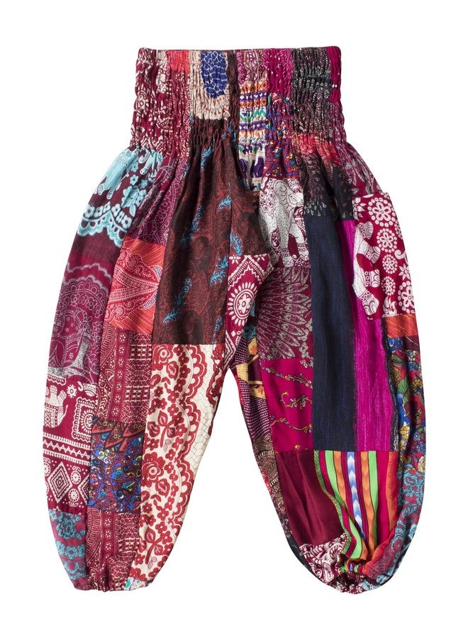LOFBAZ Cute Harem Pants for Baby Girls Boys Kids Toddler Boho Hippie Aladdin Clothes Summer Yoga Outfits Boutique Clothing Burgundy 10-11Y - Image 2