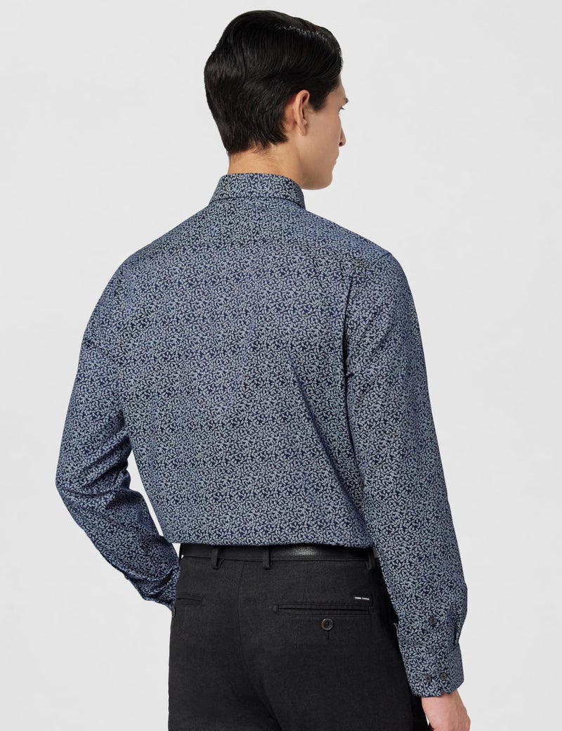 Arrow Men's Cotton Leaves Slim Fit Shirt (Araeosh1719_Navy, 39 - Image 3