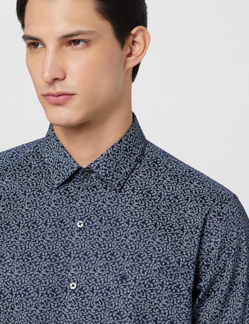 Arrow Men's Cotton Leaves Slim Fit Shirt (Araeosh1719_Navy, 39 - Image 4