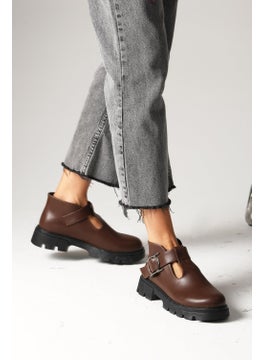 Mio Gusto Norma Brown Thick Soled Women's Loafer Shoes  - Image 1