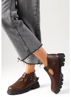 Mio Gusto Norma Brown Thick Soled Women's Loafer Shoes  - Image 3