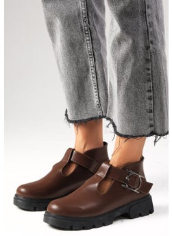 Mio Gusto Norma Brown Thick Soled Women's Loafer Shoes  - Image 5