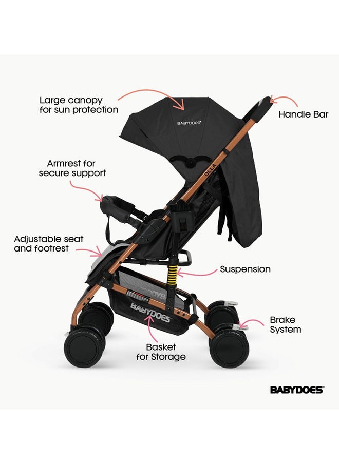 BABYDOES Baby Stroller OLLA With 5-Point Harness One-Hand Fold And Shock Absorbing Wheels 0 To 4 Year Up To 20 Kg Grey  - Image 2