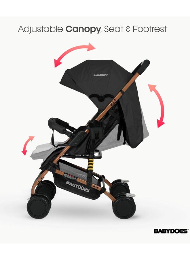BABYDOES Baby Stroller OLLA With 5-Point Harness One-Hand Fold And Shock Absorbing Wheels 0 To 4 Year Up To 20 Kg Grey  - Image 4