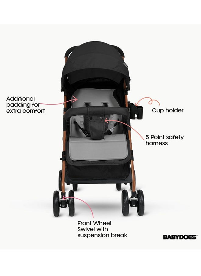 BABYDOES Baby Stroller OLLA With 5-Point Harness One-Hand Fold And Shock Absorbing Wheels 0 To 4 Year Up To 20 Kg Grey  - Image 3