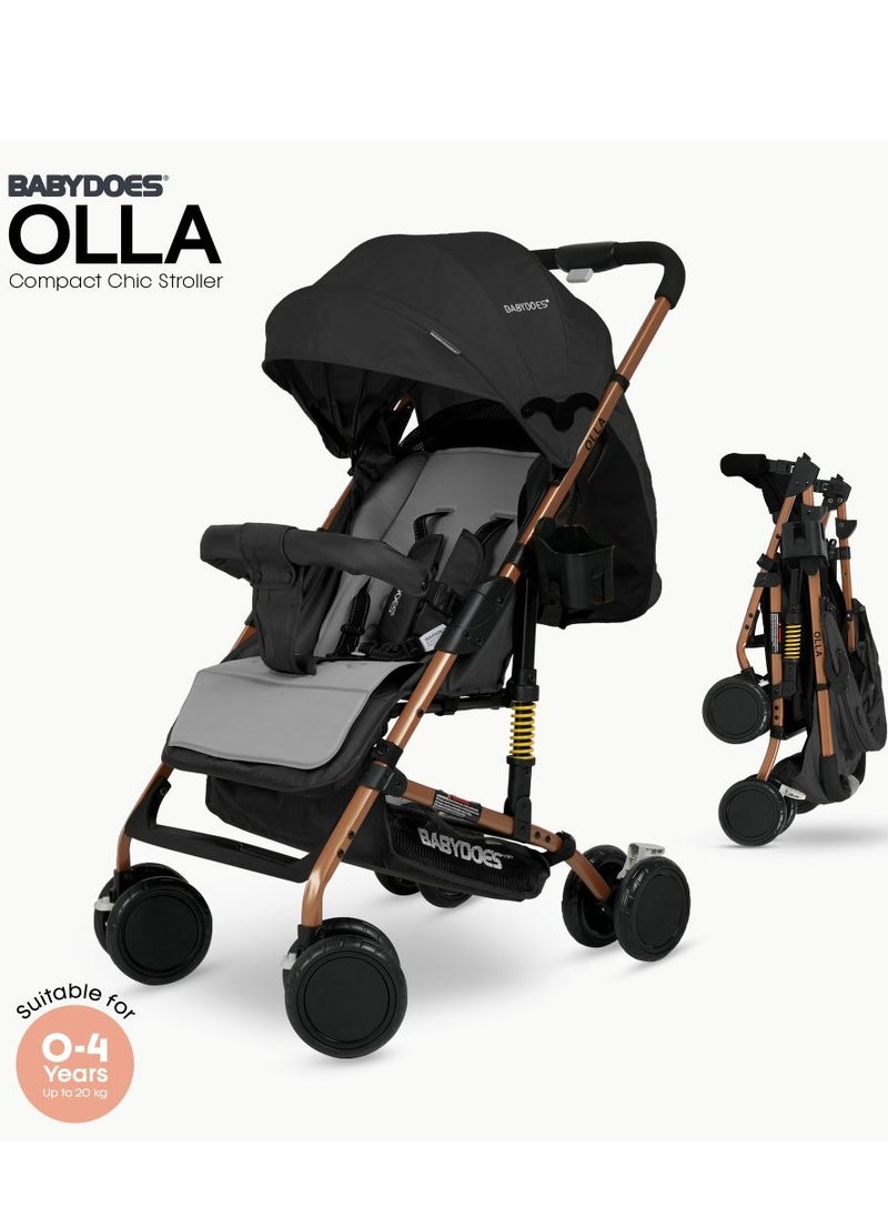 BABYDOES Baby Stroller OLLA With 5-Point Harness One-Hand Fold And Shock Absorbing Wheels 0 To 4 Year Up To 20 Kg Grey  - Image 1